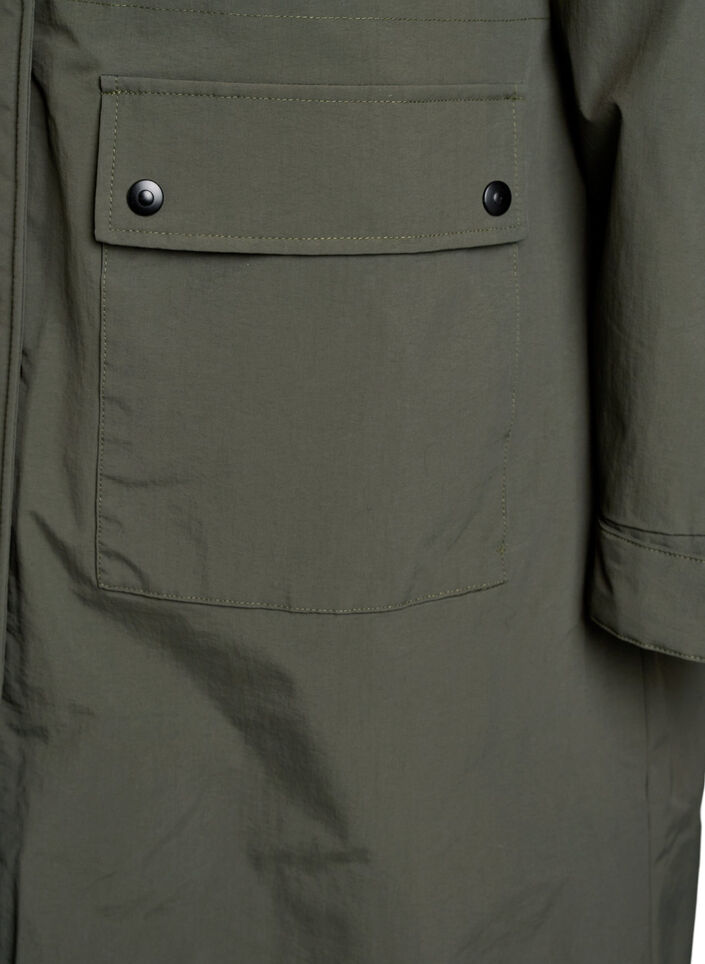 Parka med hette og justerbar midje, Grønn, Packshot image number 3