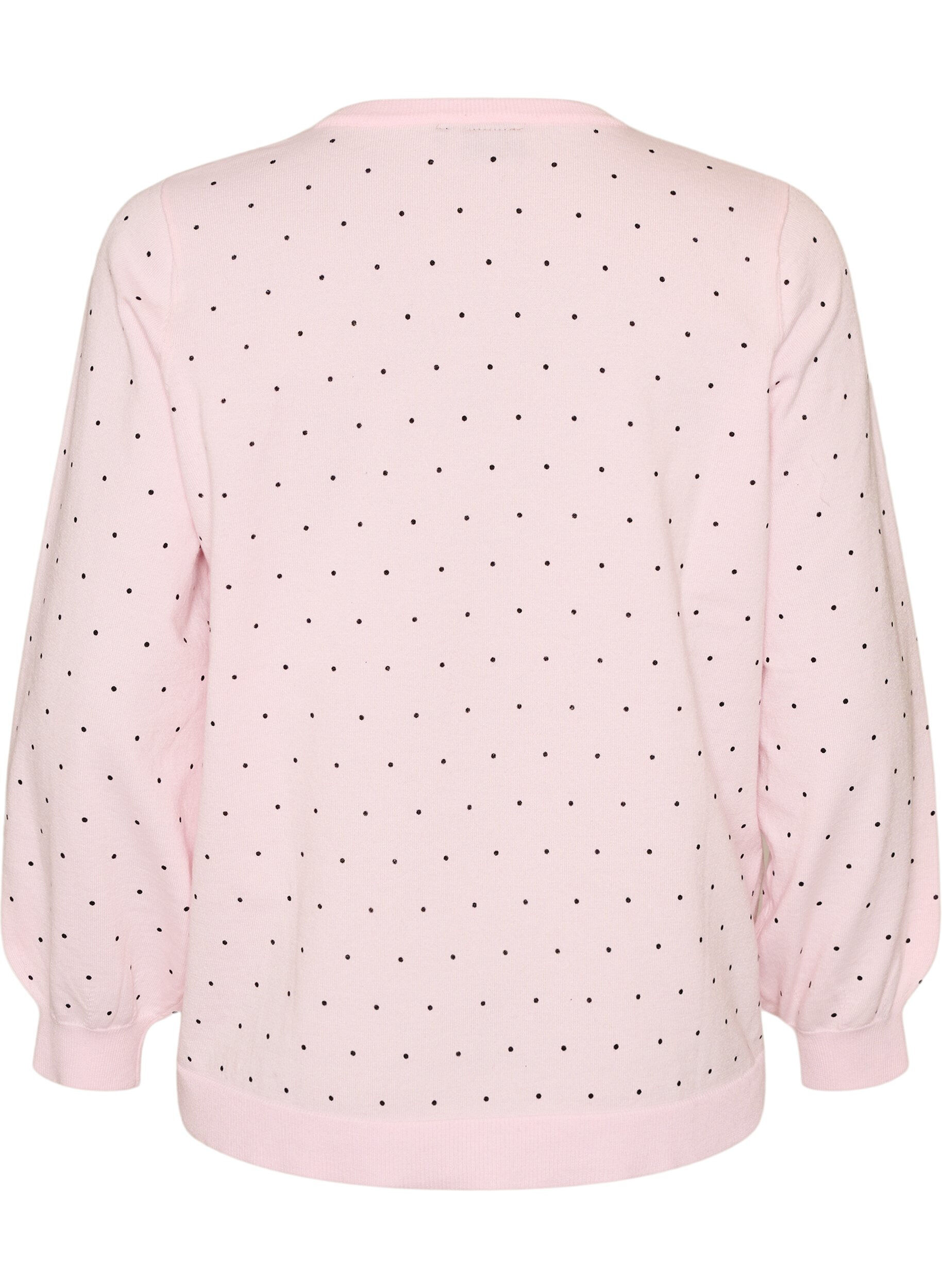ZizziStrikkebluse med sm&aring; prikker, Rosa, Packshot image number 1