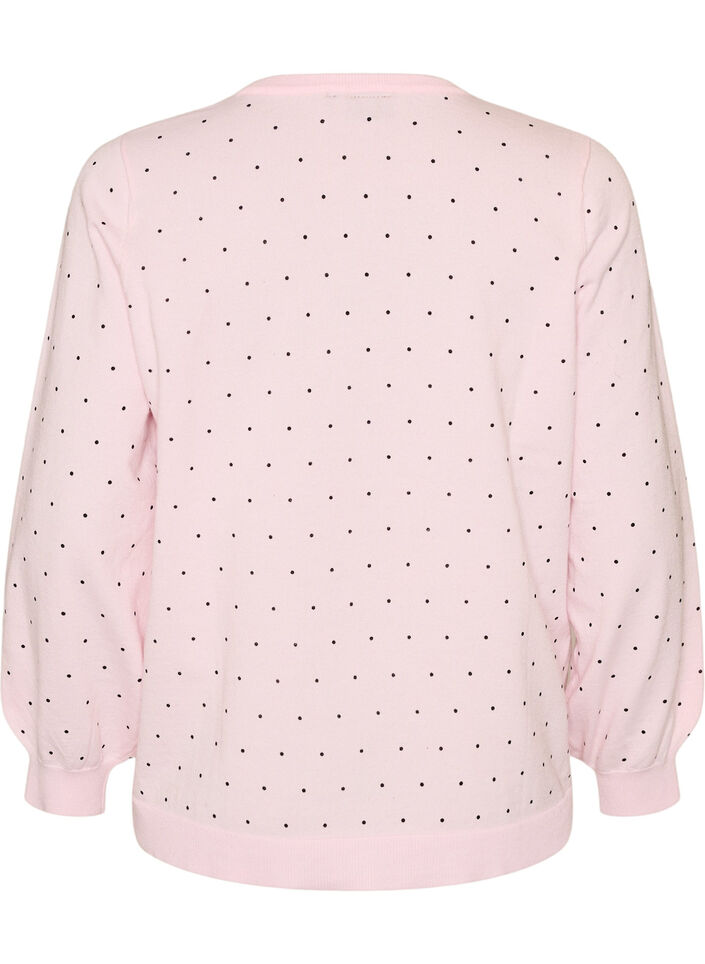Strikkebluse med sm&aring; prikker, Rosa, Packshot image number 1