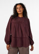 Bluse med broderi og hullbrodert kant, M&oslash;rk Bordeaux, Model image number 0