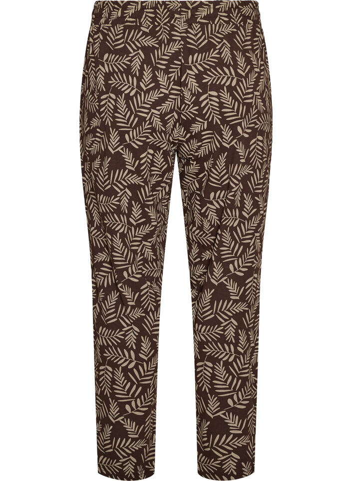 Bomulls pyjamasbukser med trykk, Brun, Packshot image number 1