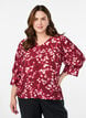 Bluse med V-hals og 3/4-ermer, Rød, Model image number 0