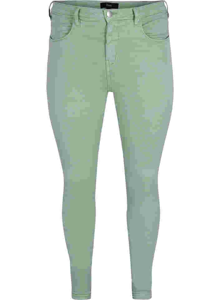 Super slim Amy jeans med høyt liv, Frosty Green, Packshot image number 0