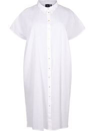 Lang skjorte i bomullsblanding med lin, Bright White