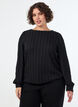 Jerseybluse med struktur og ballongsilhuett, Svart, Model image number 0