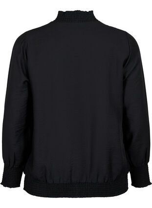 Zizzi viskosebluse med smock, Black, Packshot image number 1