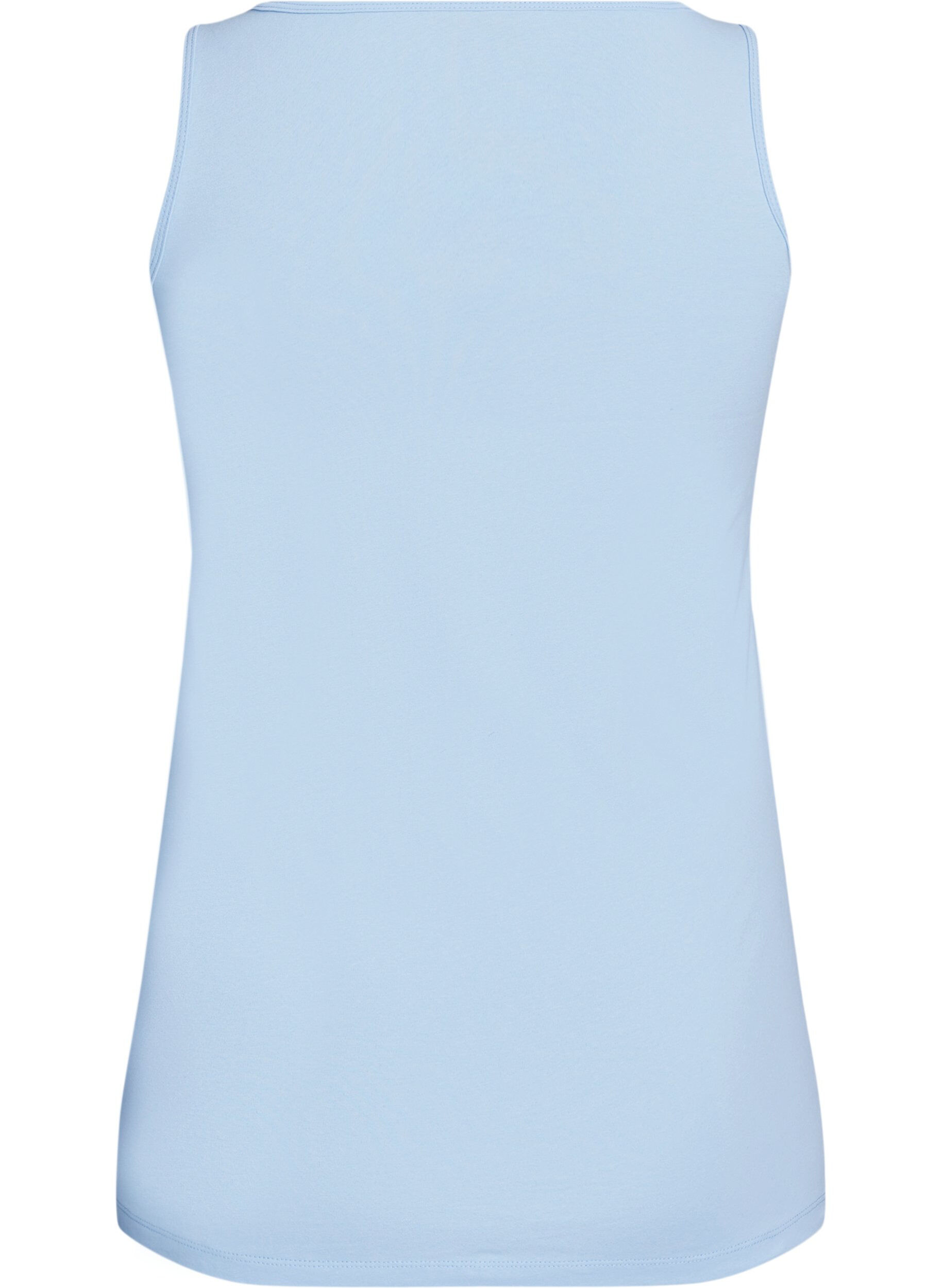ZizziEnsfarget basic topp i bomull, Bl&aring;, Packshot image number 1