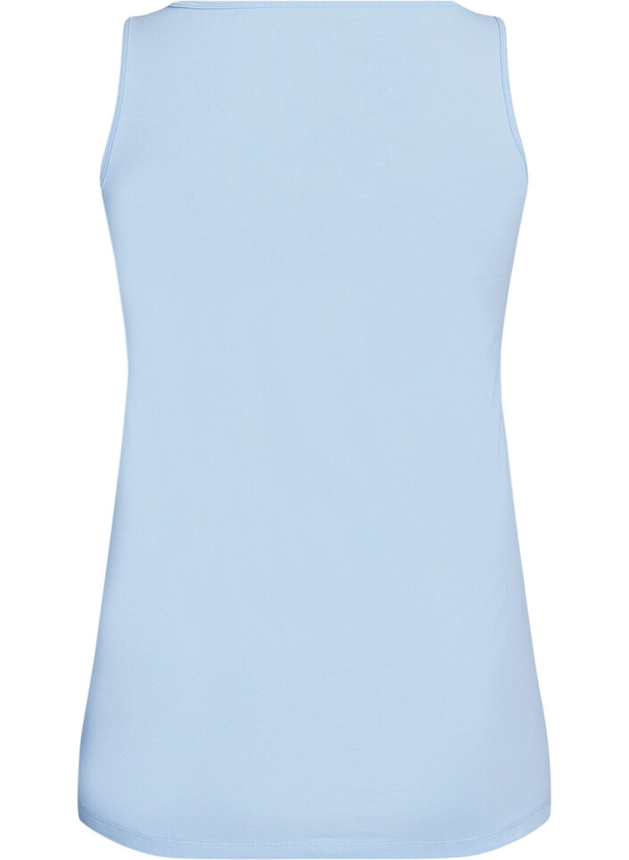 Ensfarget basic topp i bomull, Bl&aring;, Packshot image number 1