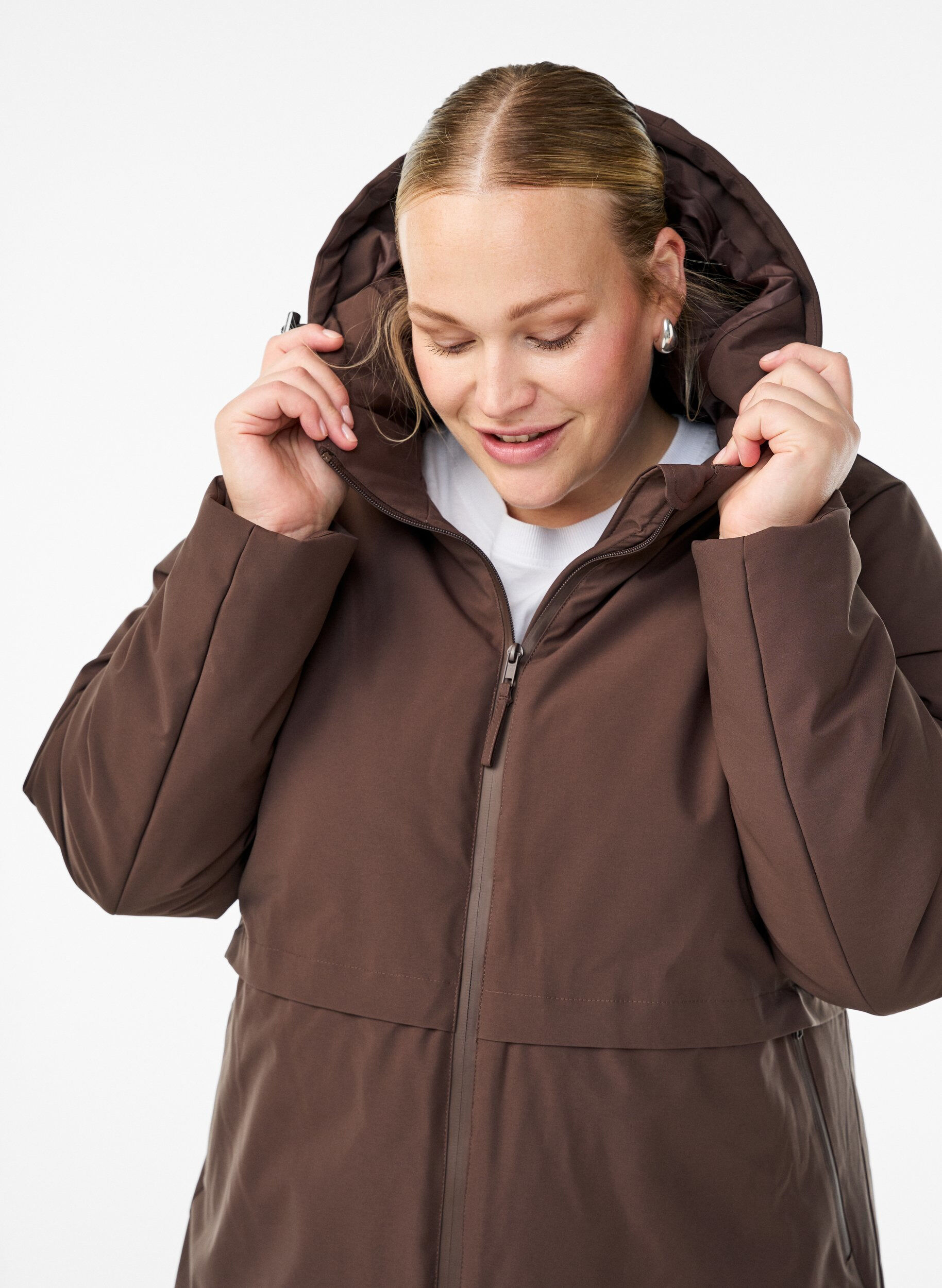 ZizziVinterjakke med justerbar midje, Brun, Model image number 2