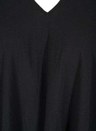 Tunika med A-form i organisk bomull, Black, Packshot image number 2