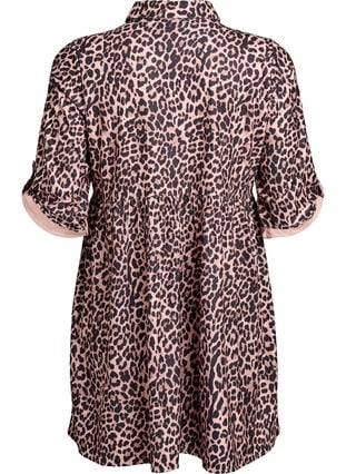 Zizzi Fløyelskjole med leopardmønster, Brun, Packshot image number 1