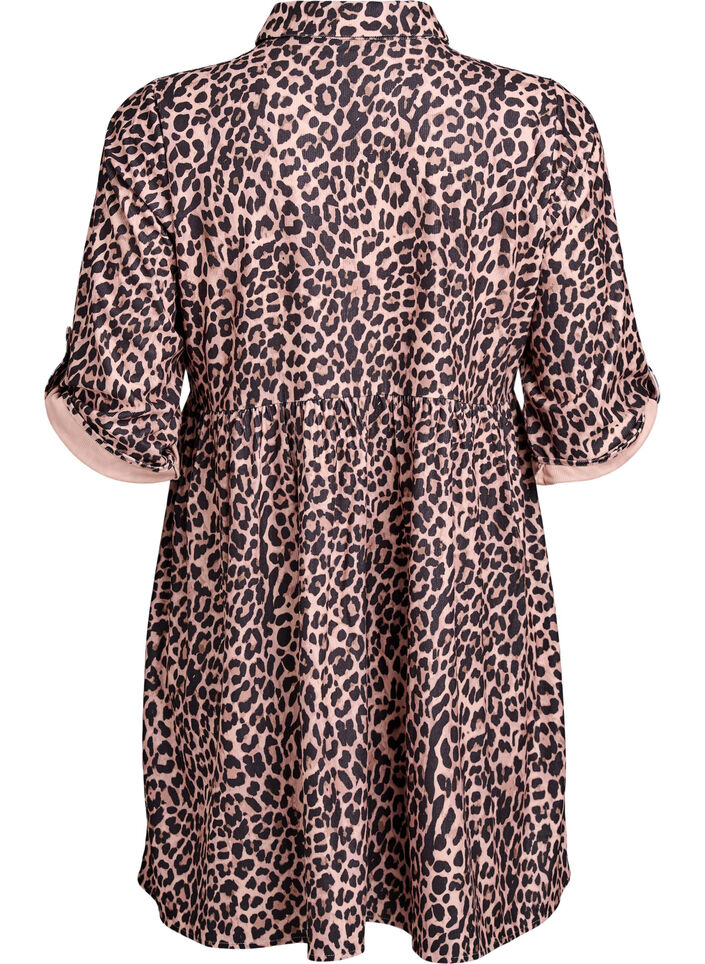 Fløyelskjole med leopardmønster, Brun, Packshot image number 1