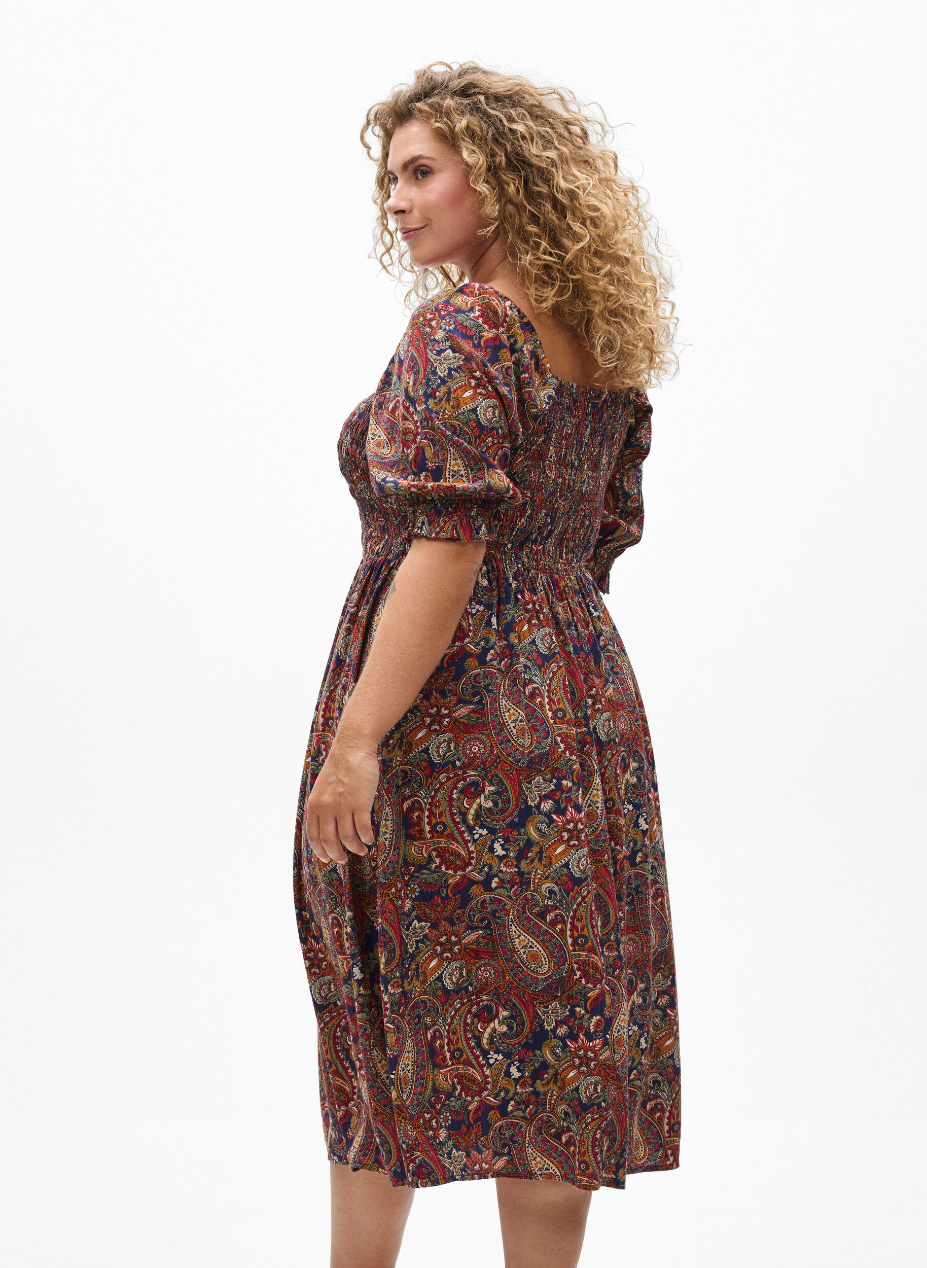 ZizziSommerkjole i viskose med paisley-trykk, Bl&aring;, Model image number 2