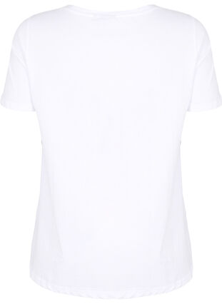 T-skjorte i bomull med trykk foran, White Chest Print, Packshot image number 1
