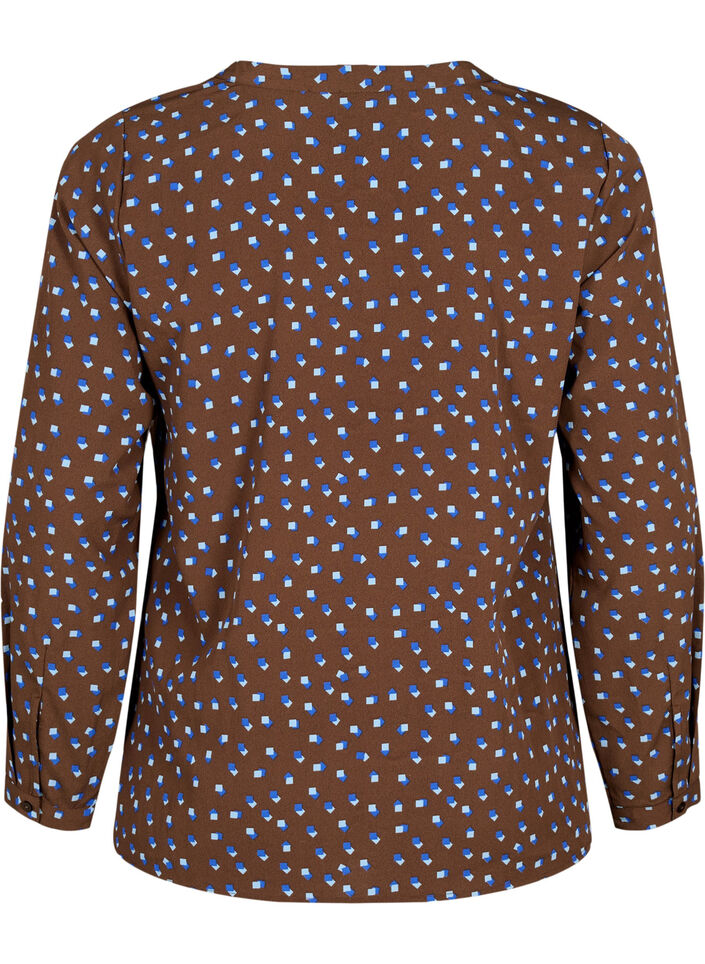 FLASH - bluse med lange ermer og trykk, Chicory Coffee AOP, Packshot image number 1