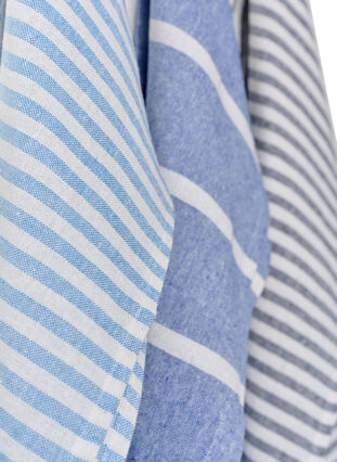 Stripete kjøkkenhåndkle i bomull, 3 stk., 3-Pack Blue, Packshot image number 2