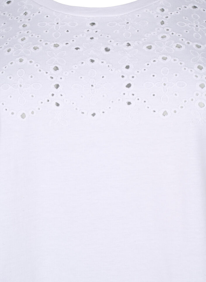 T-skjorte i økologisk bomull med engelsk broderi, Bright White, Packshot image number 2