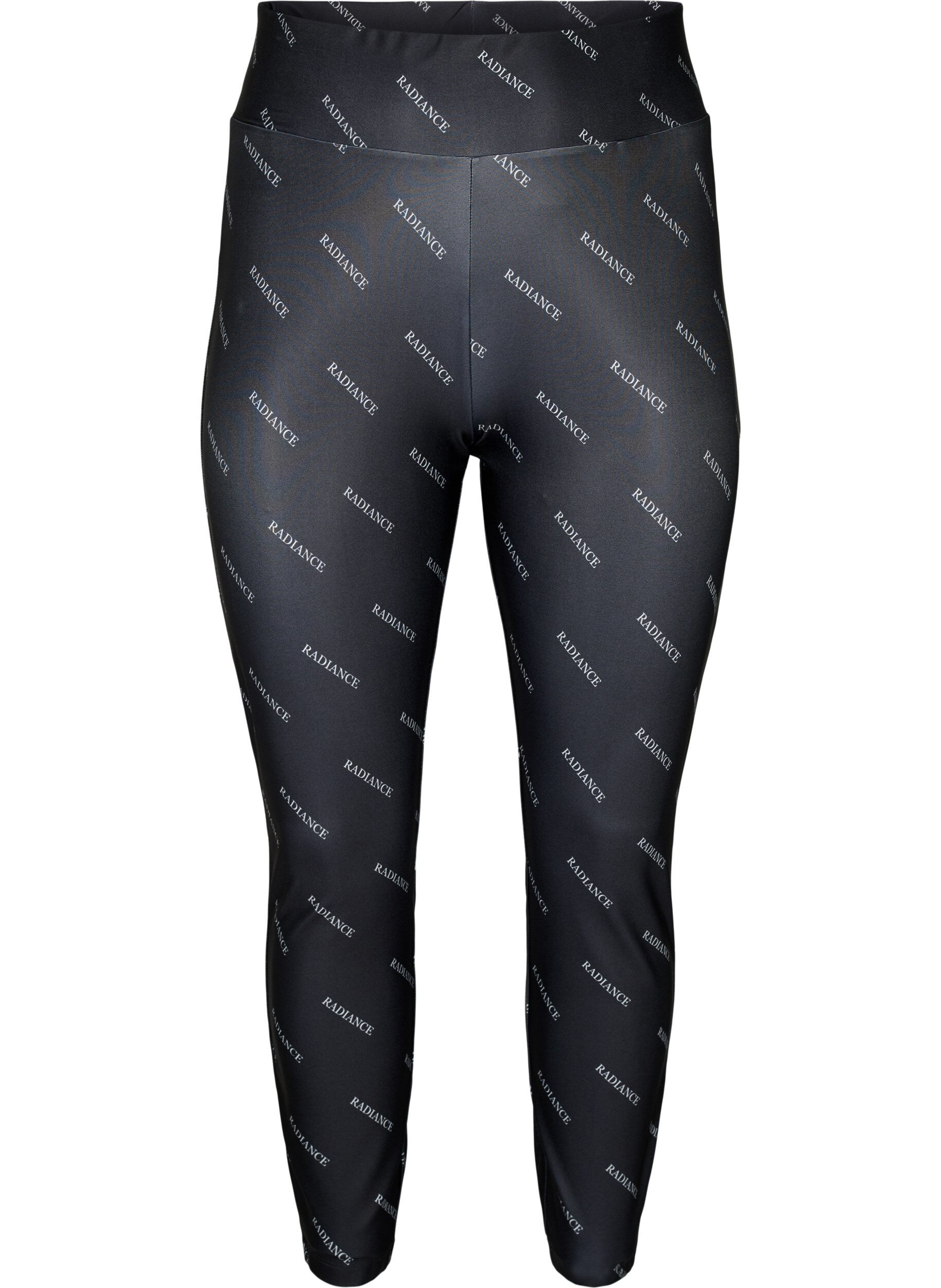Zizzi Leggings med teksttrykk, Black Radiance, Packshot image number 0