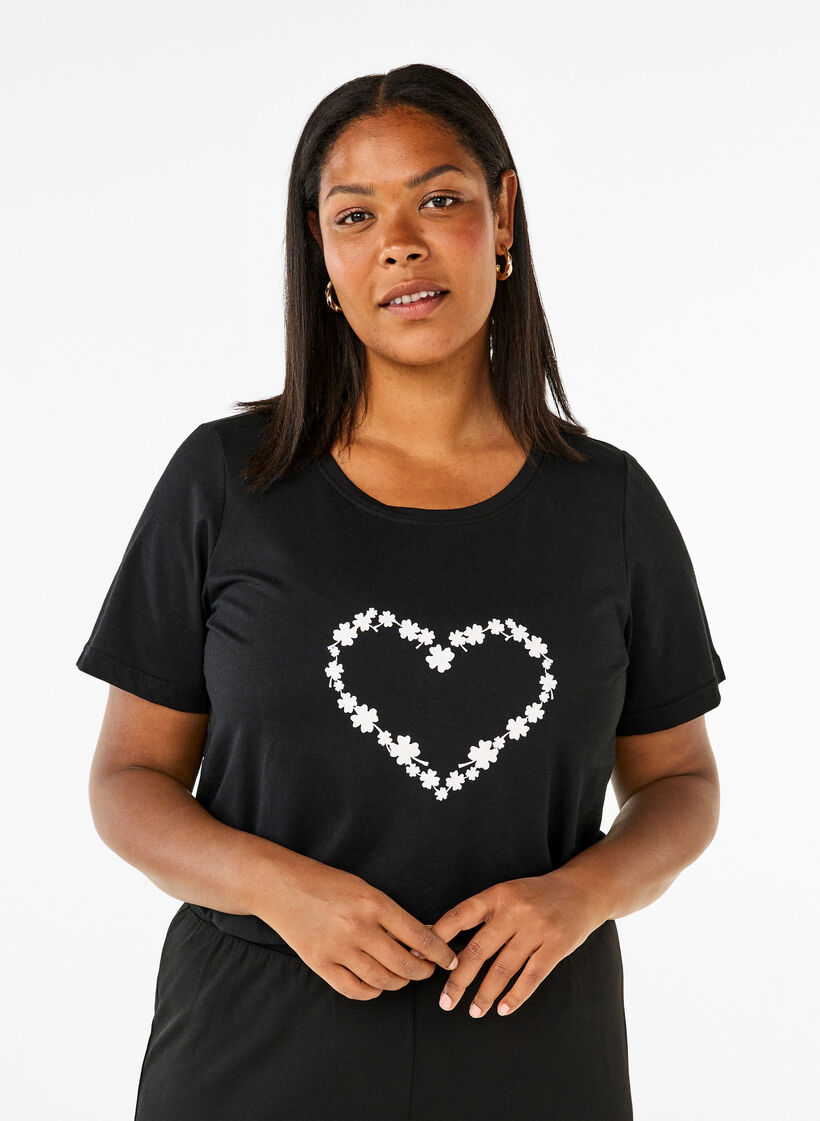 FLASH - T-skjorte med motiv, Black Flower Heart , Model image number 0