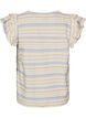Ermel&oslash;s bluse med volanger og m&oslash;nstrede striper, Vanilje, Packshot image number 1