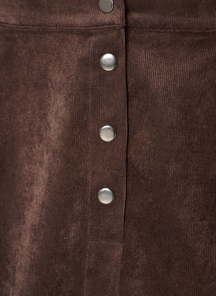 Kort cordfl&oslash;yelskj&oslash;rt med trykknapper, Brun, Packshot image number 2