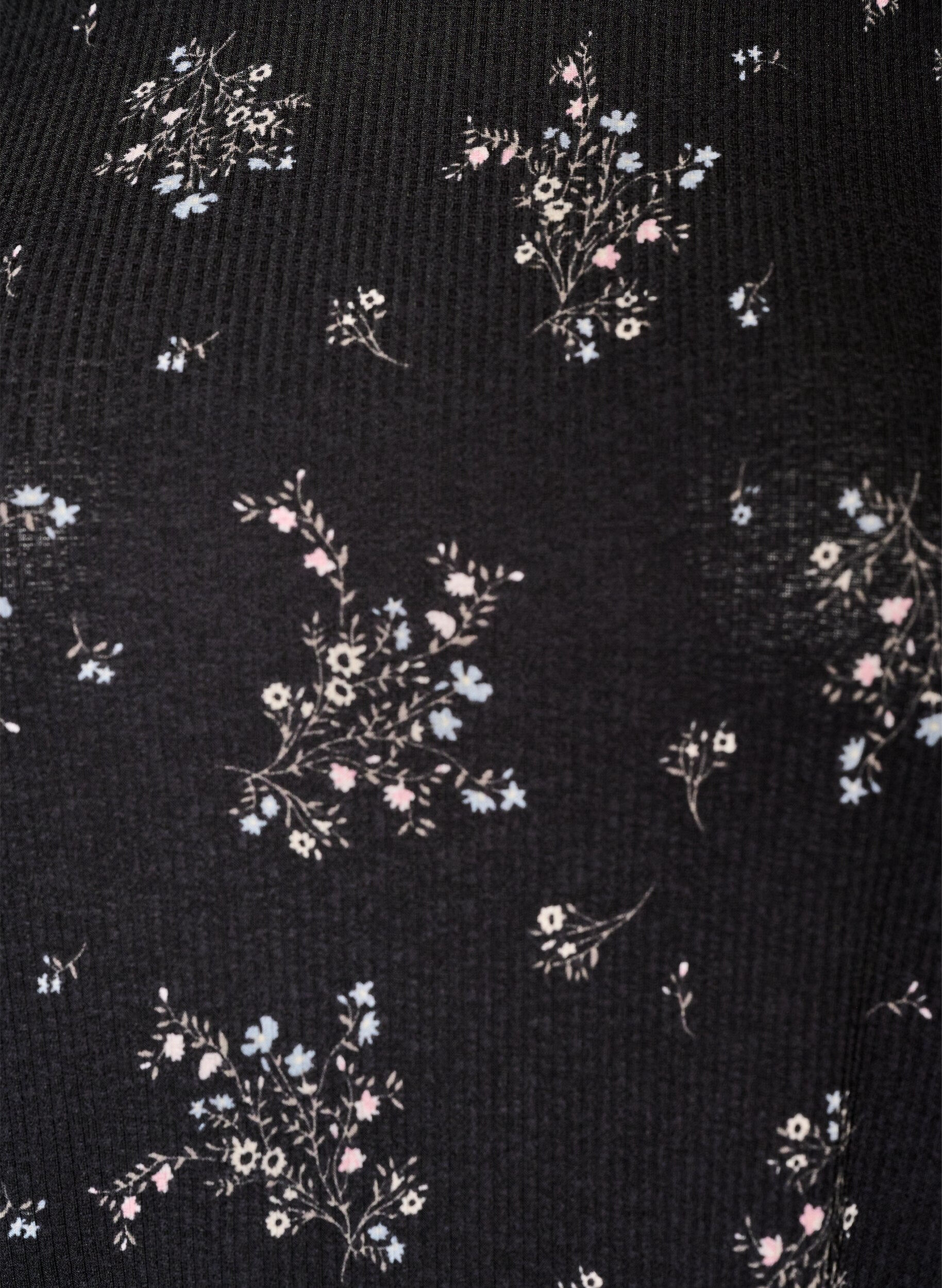 ZizziM&oslash;nstret bluse med korte ermer, Svart, Packshot image number 2