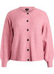 Ribbestrikket cardigan med knapper, Rosa, Packshot image number 0