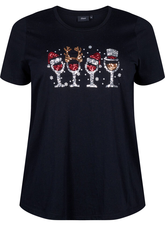 Jule-t-skjorter i 100% bomull, Black w. Drinks, Packshot image number 0
