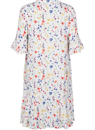 Zizzi Blomstret midikjole med 3/4-ermer, Blå, Packshot image number 1