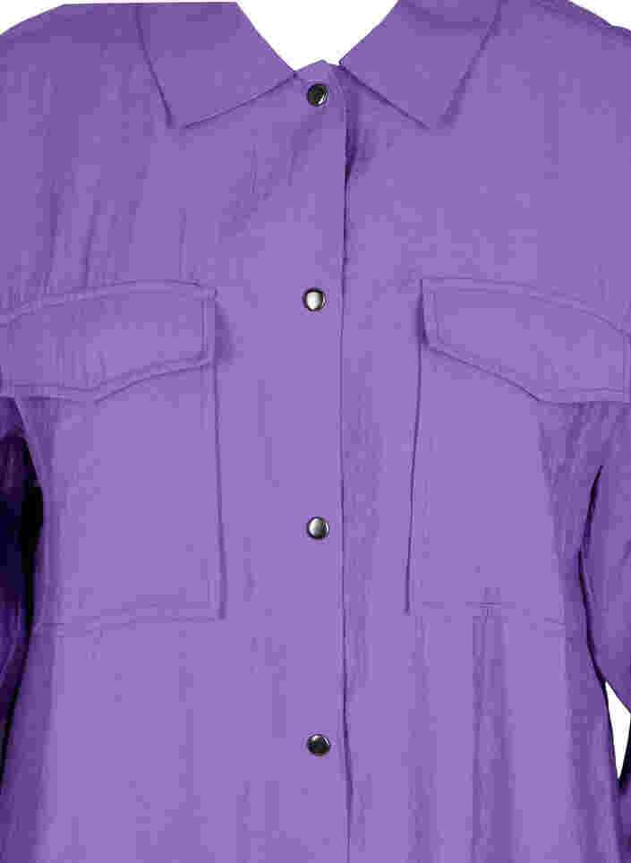 Lang viskoseskjorte med knapper, Royal Lilac, Packshot image number 2