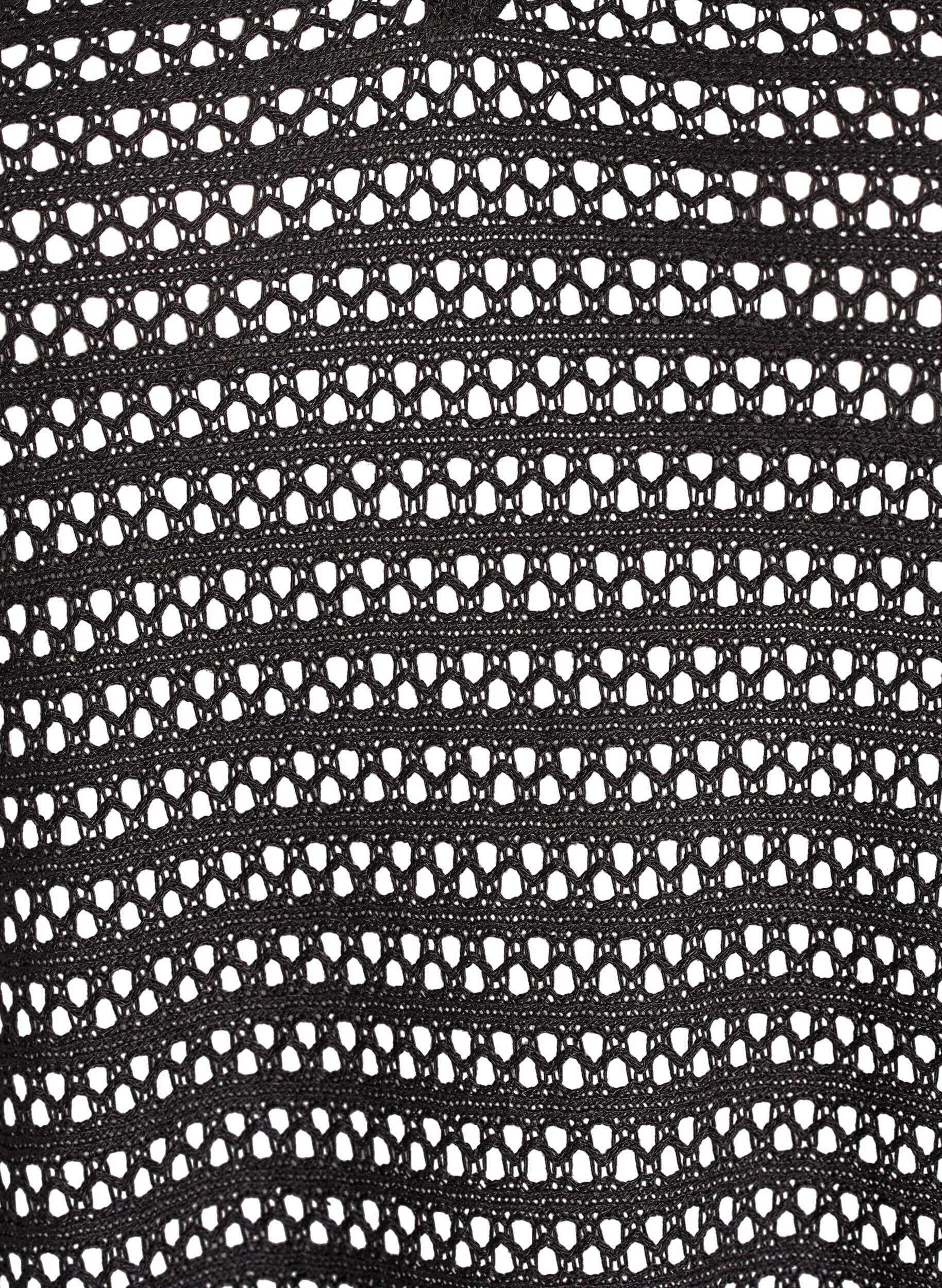 Zizzi Ermel&oslash;s strandkjole med hullbroderi og sidesplitter, Svart, Packshot image number 2