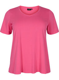 Ensfarget basis T-skjorte i bomull, Hot Pink