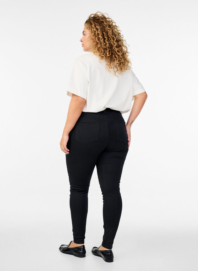 Super slim Amy jeans med h&oslash;y midje, Svart, Model image number 1
