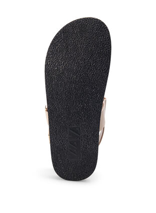 Zizzi Sandal i skinn med bred passform og justerbare remmer, Beige, Packshot image number 5