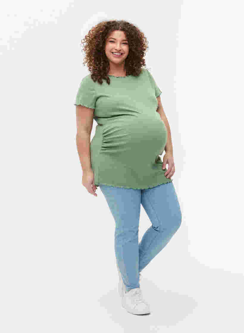 T-skjorte i ribbet materiale til gravide, Green Bay, Model image number 2