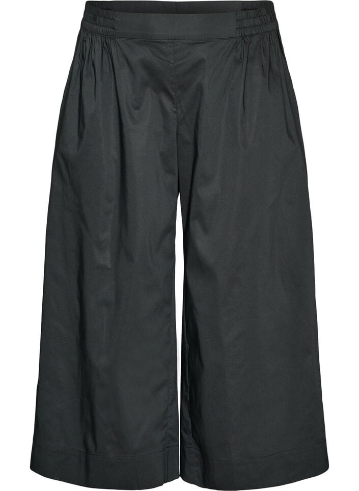 Kulotter med elastisk midje og vide ben, Svart, Packshot image number 0