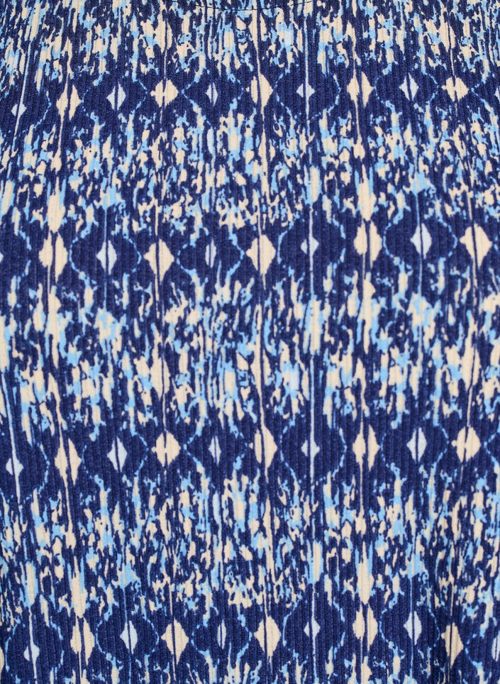 Mønstret bluse med korte ermer, Blå, Packshot image number 2