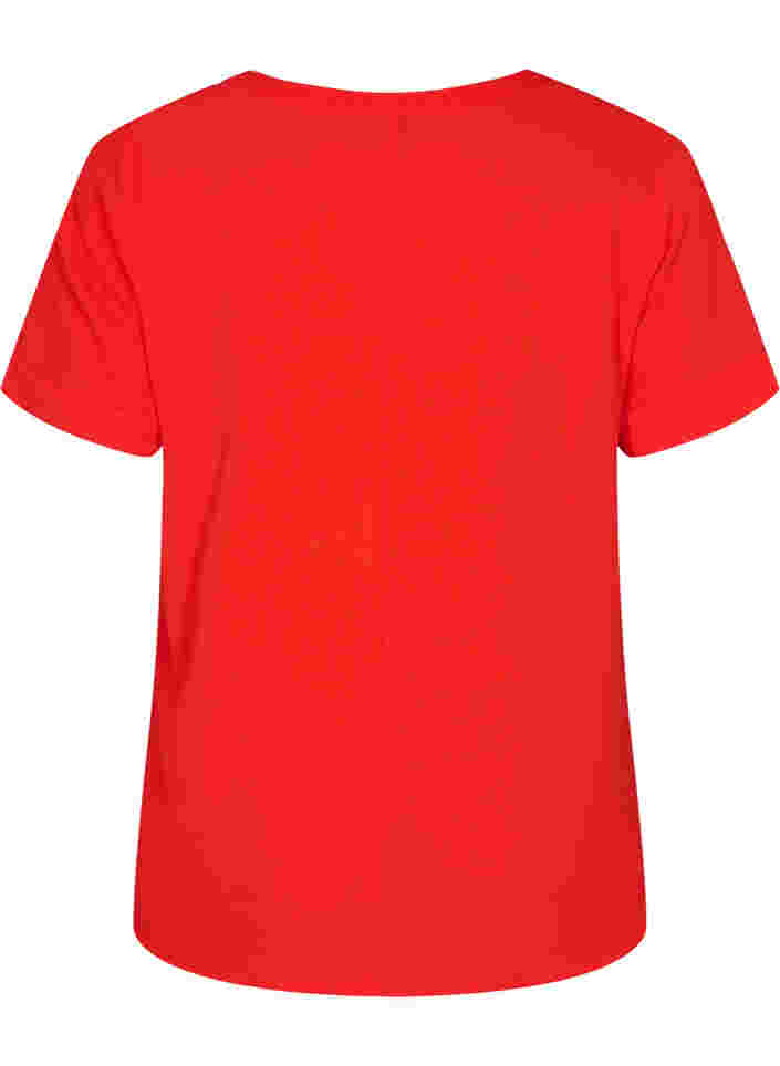Kortermet bluse med V-hals, Fiery Red, Packshot image number 1