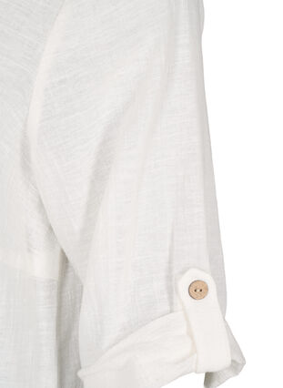 3/4-ermet tunika i bomullsblanding med lin, Off-White, Packshot image number 4