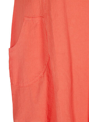 Kortermet kjole i bomull, Hot Coral, Packshot image number 3