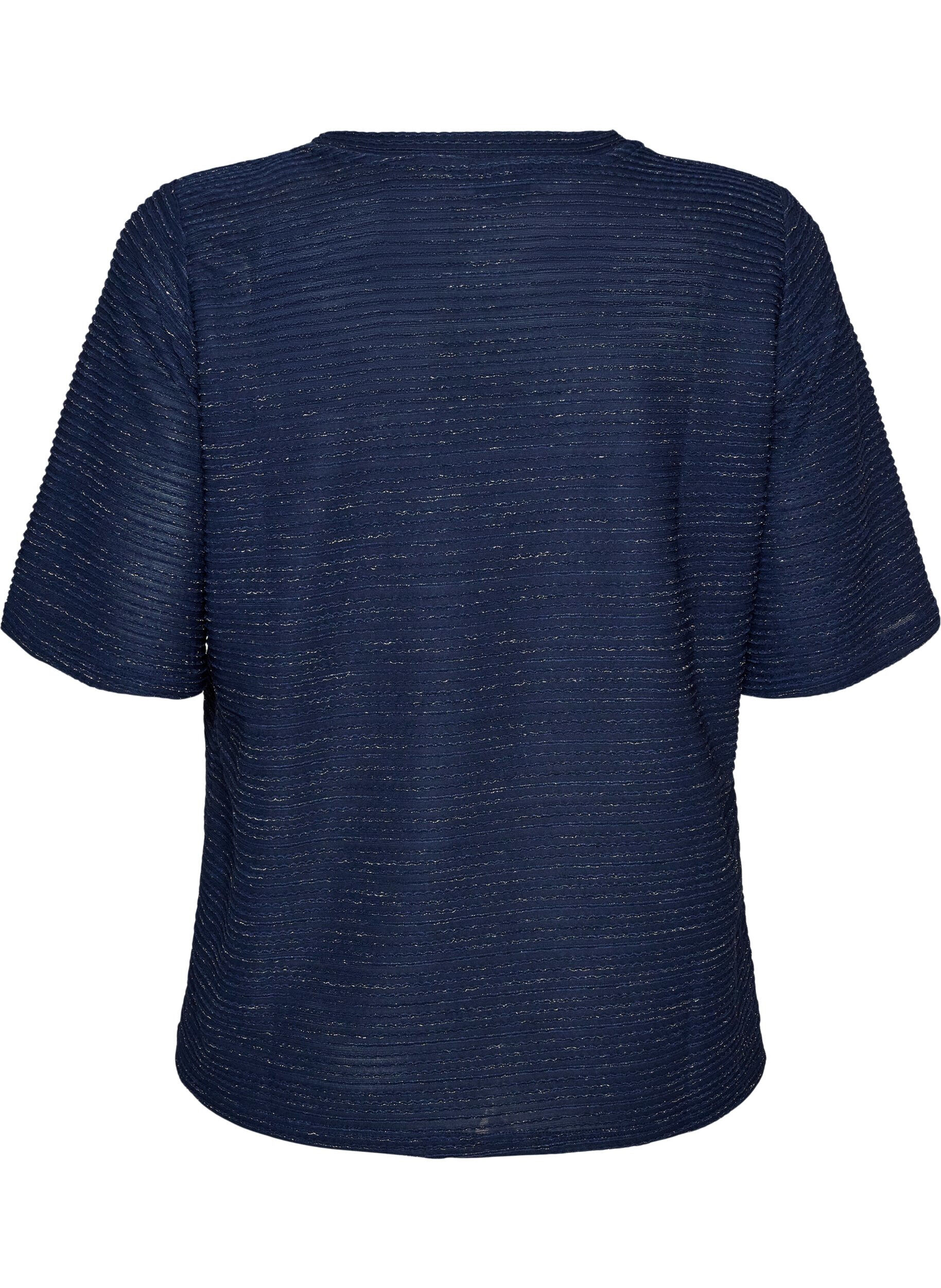 ZizziBluse med tekstur og glitter, Bl&aring;, Packshot image number 1