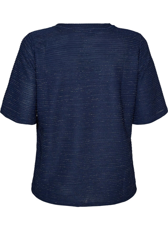 Bluse med tekstur og glitter, Bl&aring;, Packshot image number 1