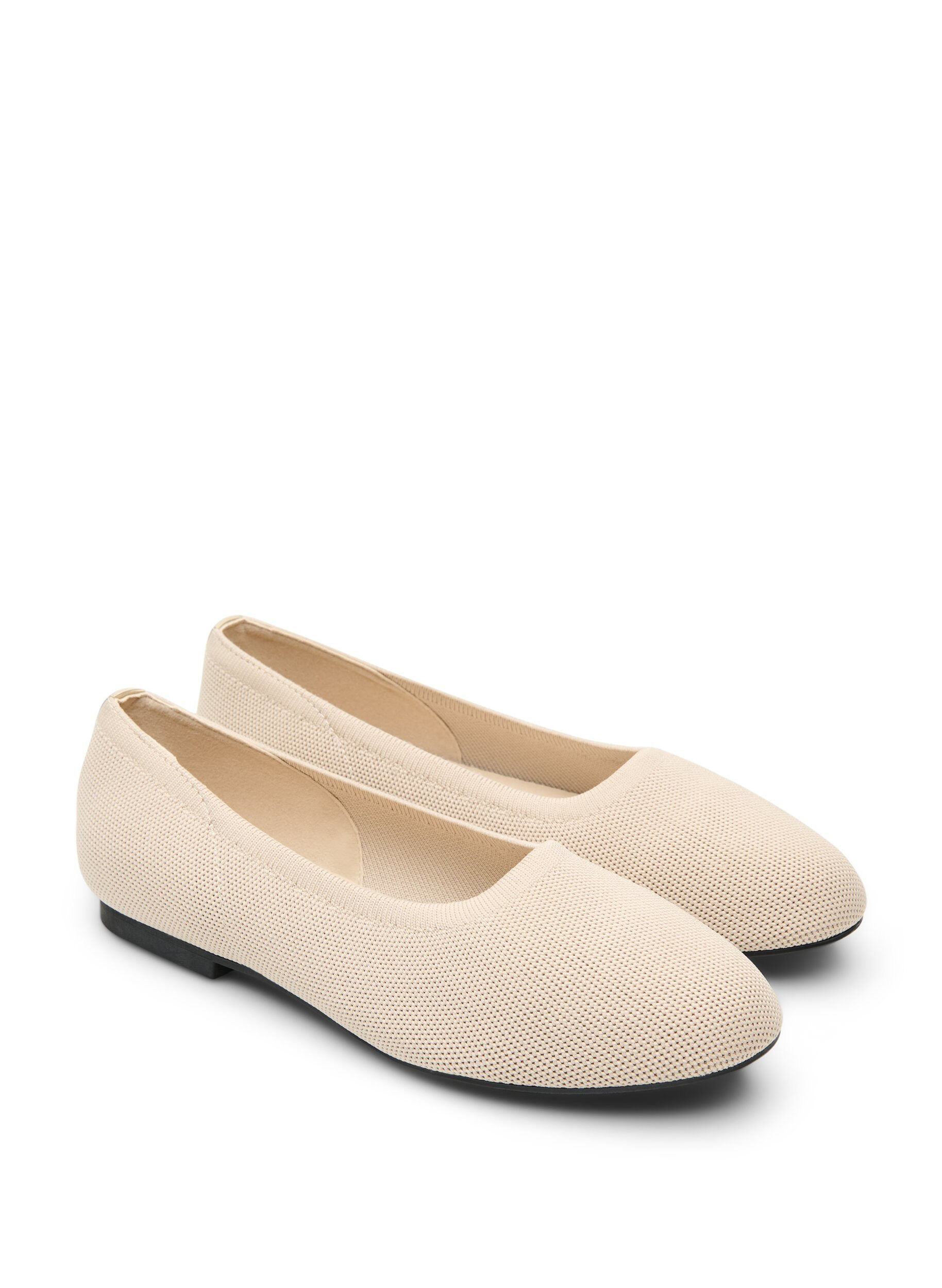 Zizzi Ballerinasko i et finstrukturert stoff, Beige, Packshot image number 1