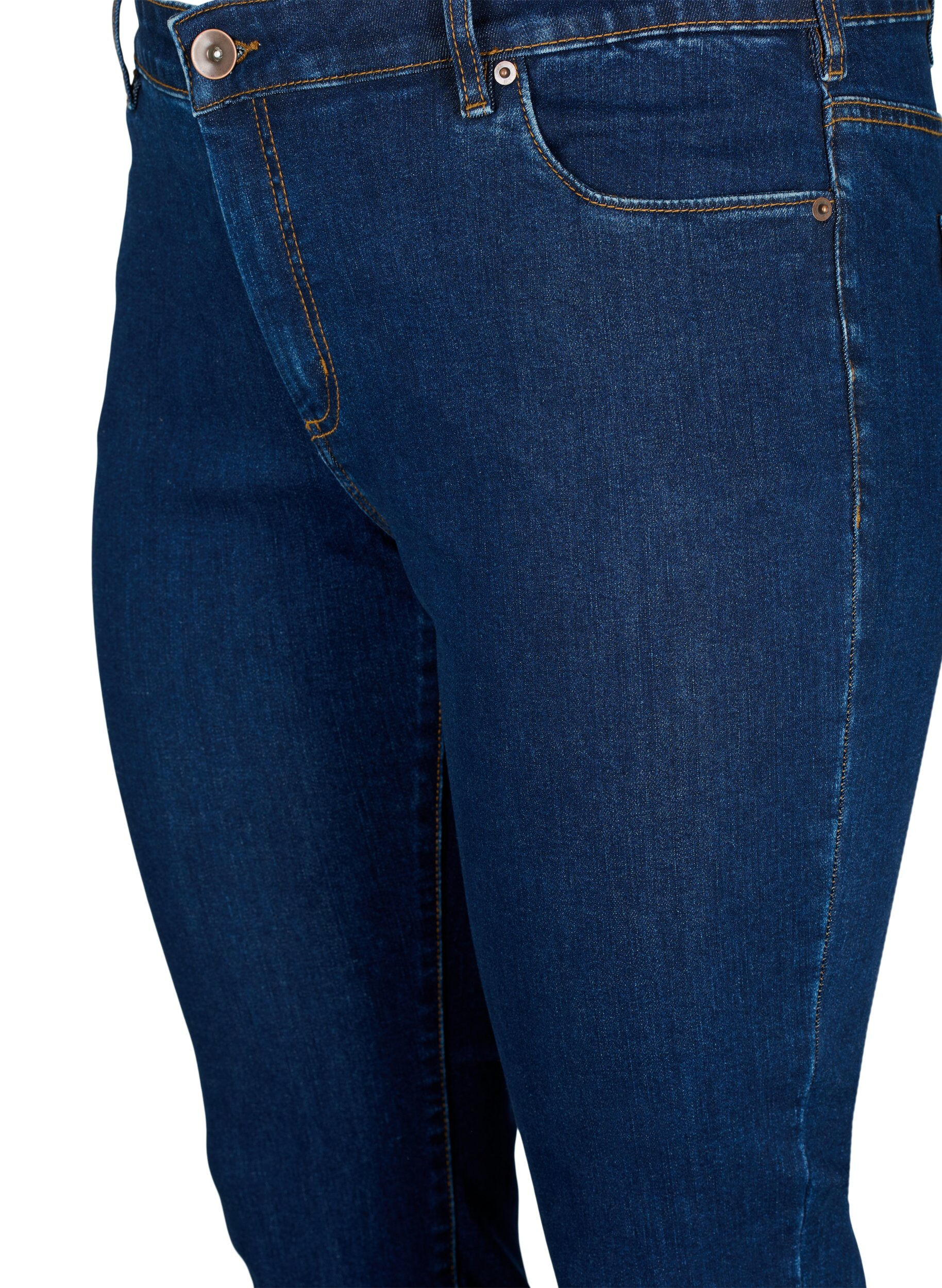 ZizziEmily jeans i smal passform og normalt h&oslash;y midje, Bl&aring;, Packshot image number 2