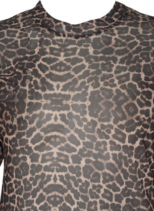 Zizzi Bluse i mesh med leopardmønster, Brun, Packshot image number 2