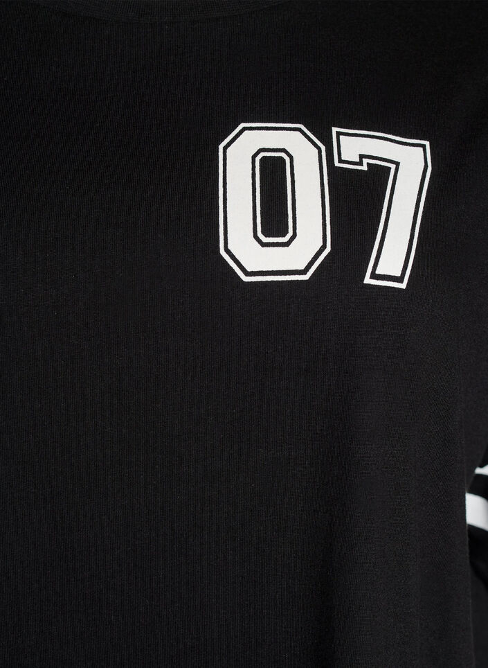 Kort T-skjortekjole med sporty detaljer, Svart, Packshot image number 2