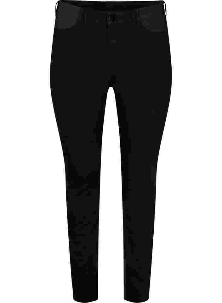 Super slim Amy jeans med strikk i livet, Black, Packshot image number 0