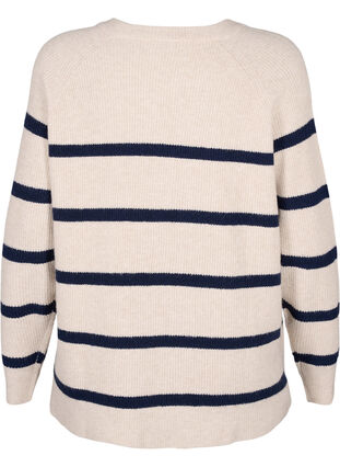 Zizzi Ribbestrikket genser med striper, P.Stone/Navy.B.Mel., Packshot image number 1