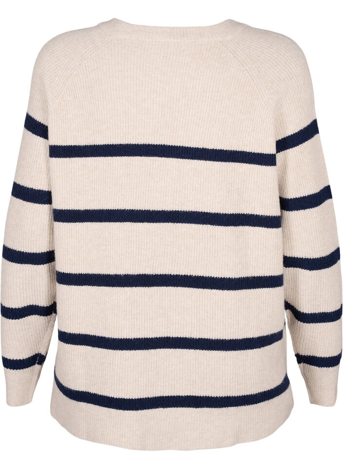 Ribbestrikket genser med striper, P.Stone/Navy.B.Mel., Packshot image number 1