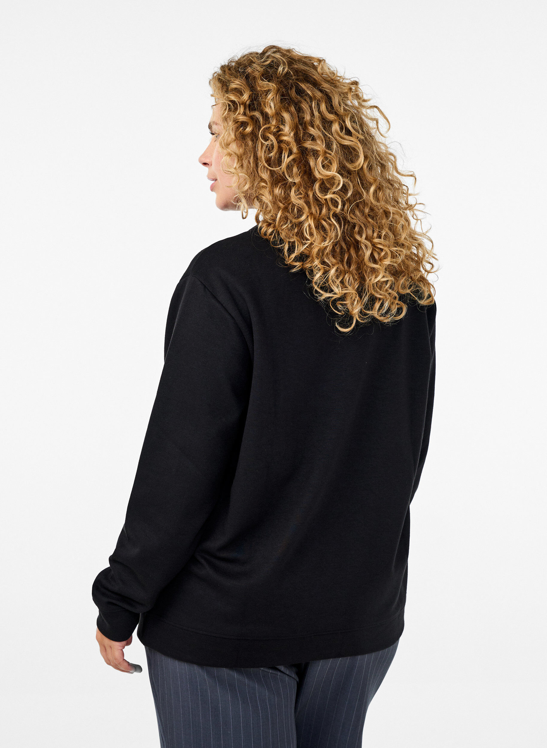Zizzi FLASH - Genser med crewneck, Svart, Model image number 2